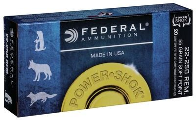 FEDERAL 22-250 REM 55GR SP / BOX 20